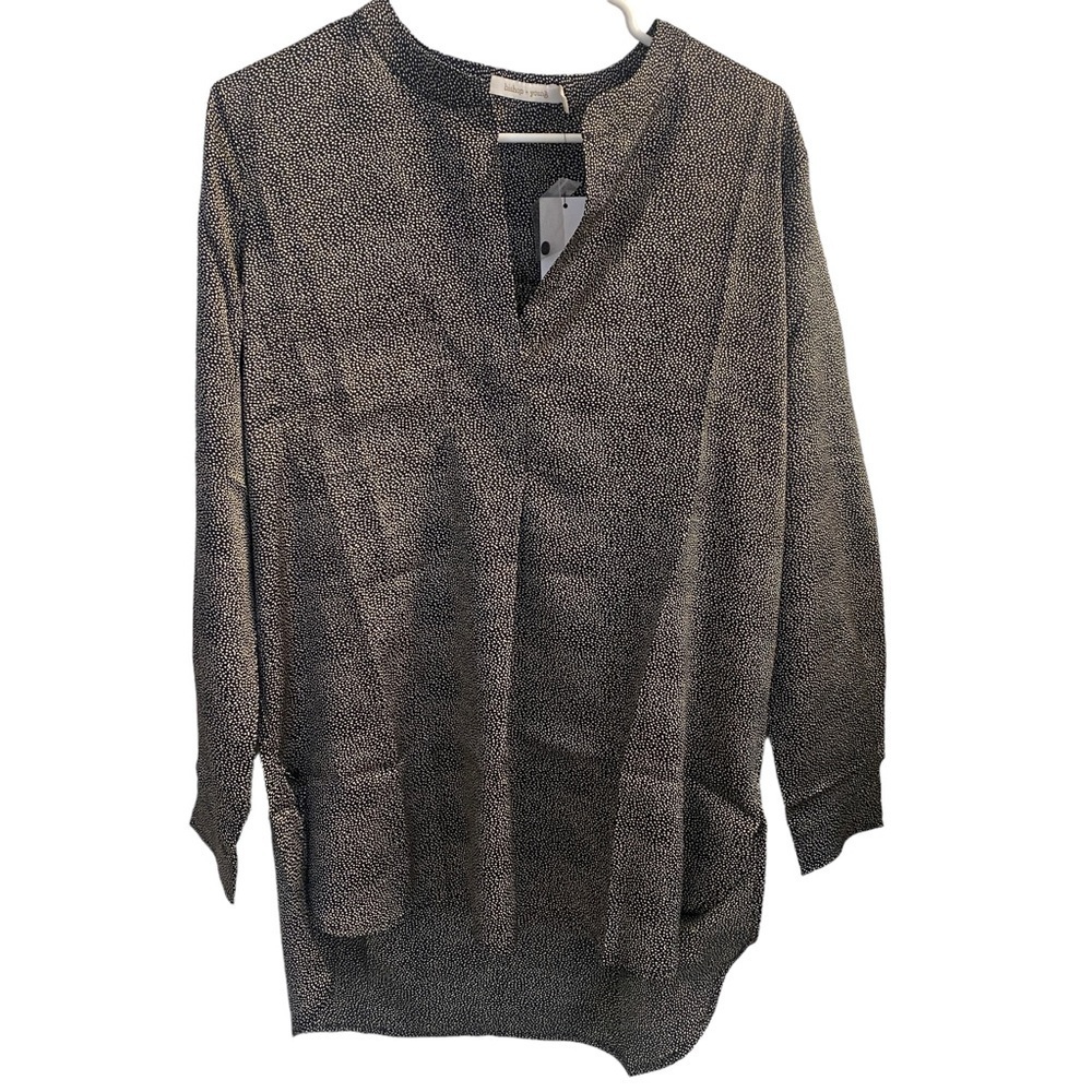 Bishop + Young‎ Black/White Design Tunic Long Sleeve Shirt Sz M